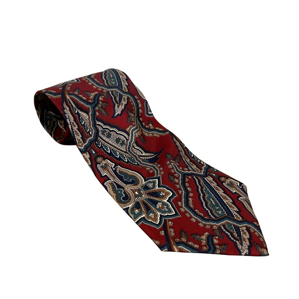 Christian‎ Dior Monsieur Burgundy Paisley Silk Necktie Men's Formal Tie VTG euc